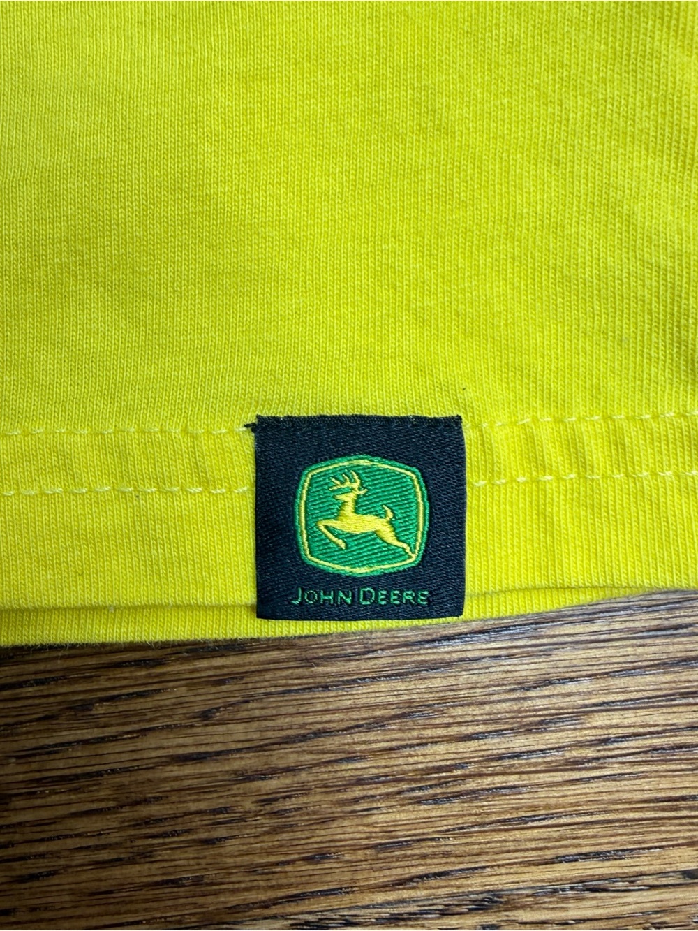 John Deere Boys Yellow Body Green Sleeve Tractor Tee Reverse Tractor on Back 2T - Picture 2 of 11